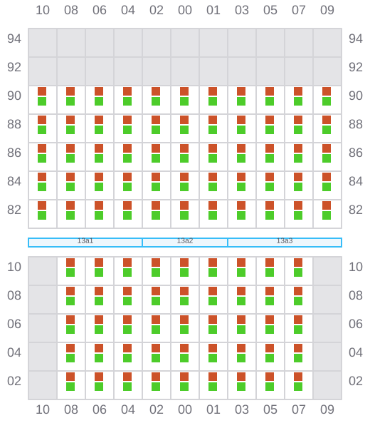 Bay 013 view and slots of CMA CGM GULF EXPRESS