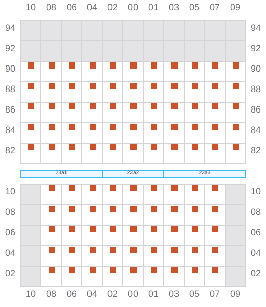 Bay 023 view and slots of CMA CGM GULF EXPRESS