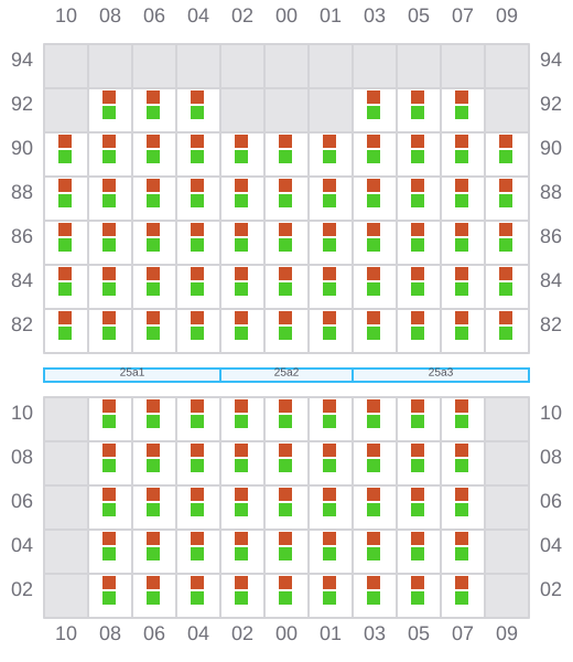 Bay 025 view and slots of CMA CGM GULF EXPRESS