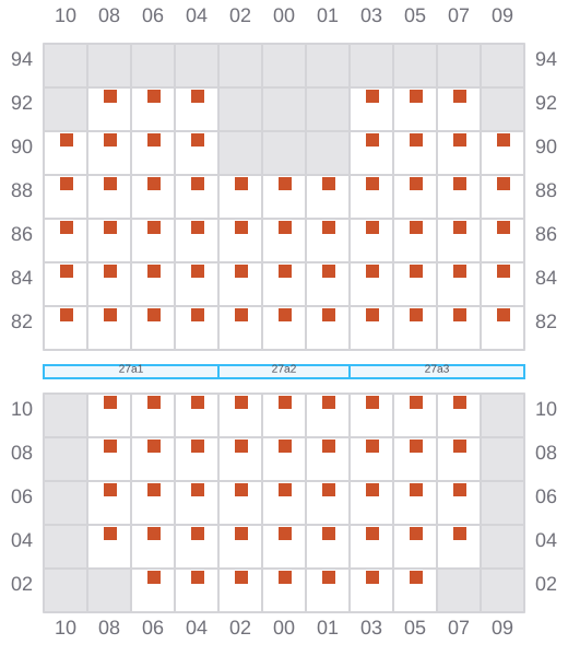Bay 027 view and slots of CMA CGM GULF EXPRESS