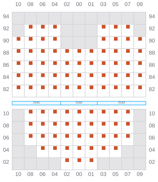 Bay 031 view and slots of CMA CGM GULF EXPRESS