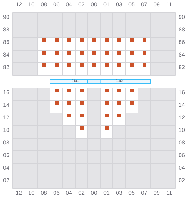 Bay 001 view and slots of MSC TINA
