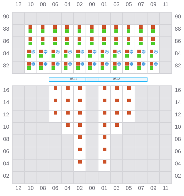 Bay 005 view and slots of MSC TINA