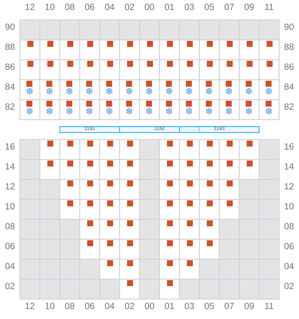Bay 011 view and slots of MSC TINA