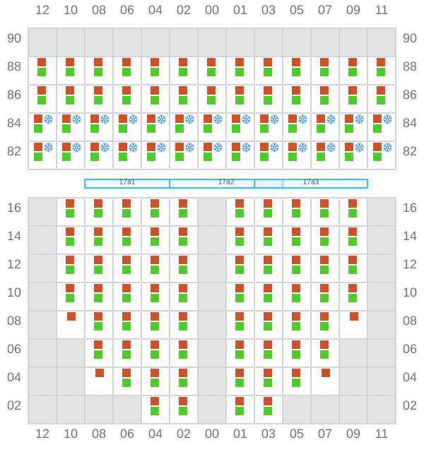 Bay 017 view and slots of MSC TINA