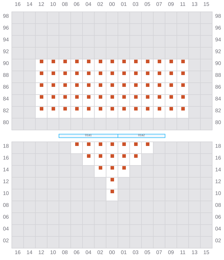 Bay 001 view and slots of MSC MUMBAI VIII
