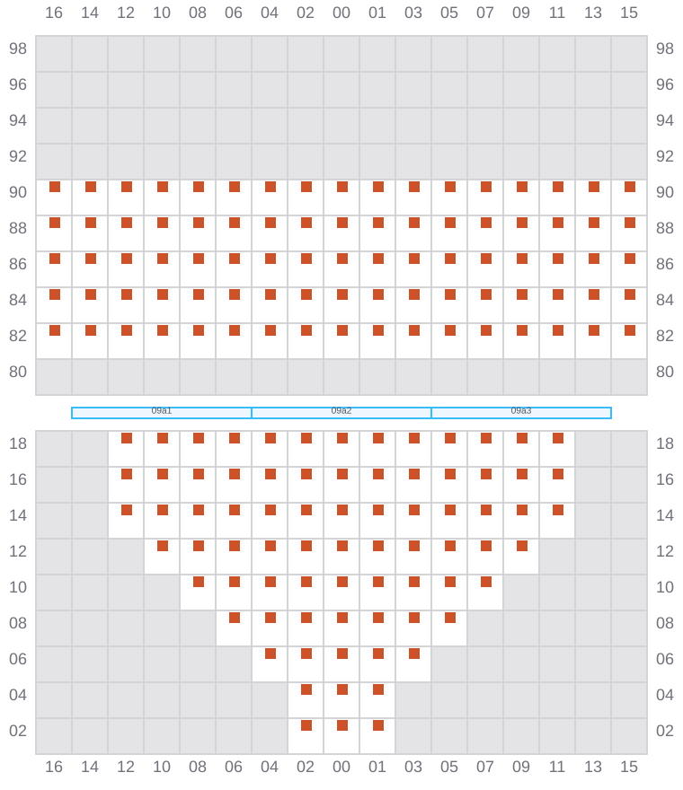 Bay 009 view and slots of MSC MUMBAI VIII