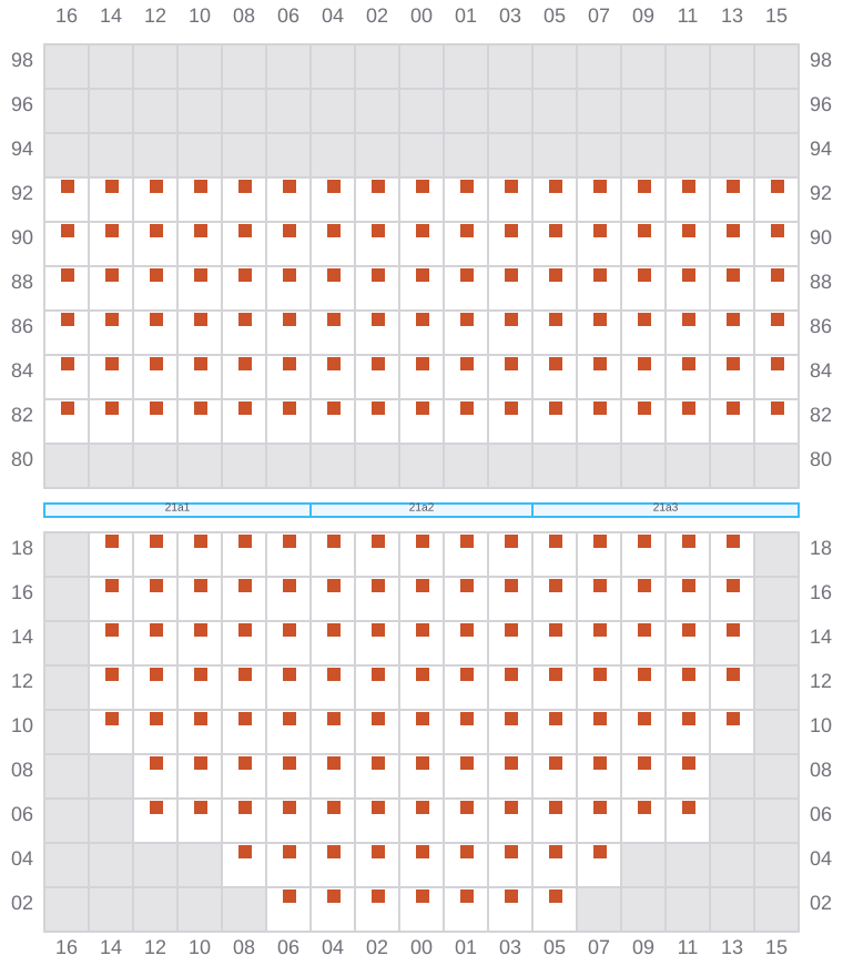 Bay 021 view and slots of MSC MUMBAI VIII