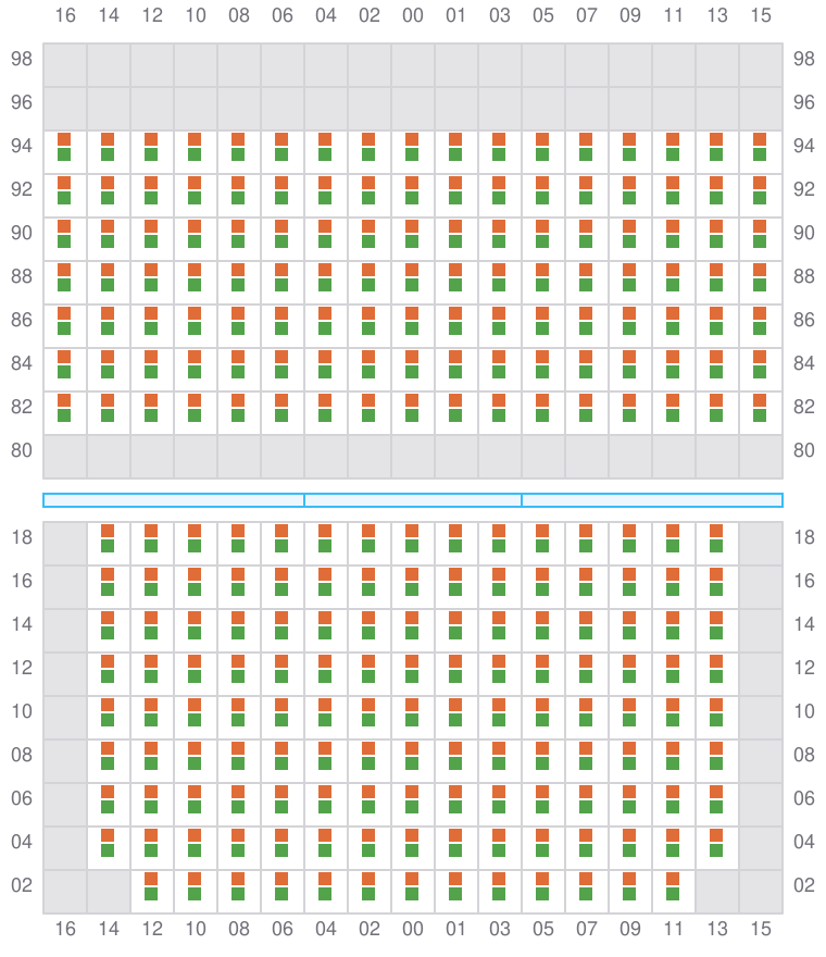 Bay 043 view and slots of MSC MUMBAI VIII