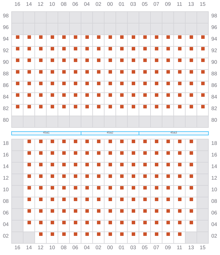 Bay 045 view and slots of MSC MUMBAI VIII