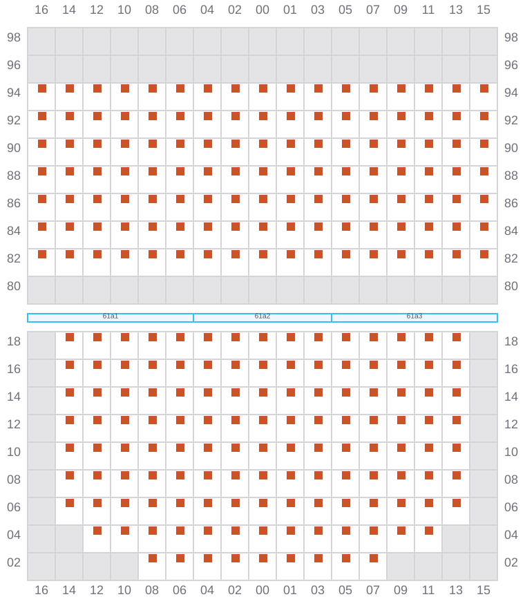 Bay 061 view and slots of MSC MUMBAI VIII