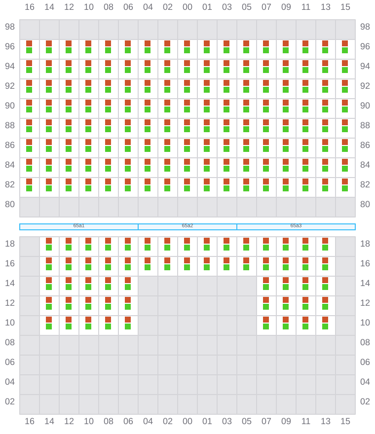 Bay 067 view and slots of MSC MUMBAI VIII