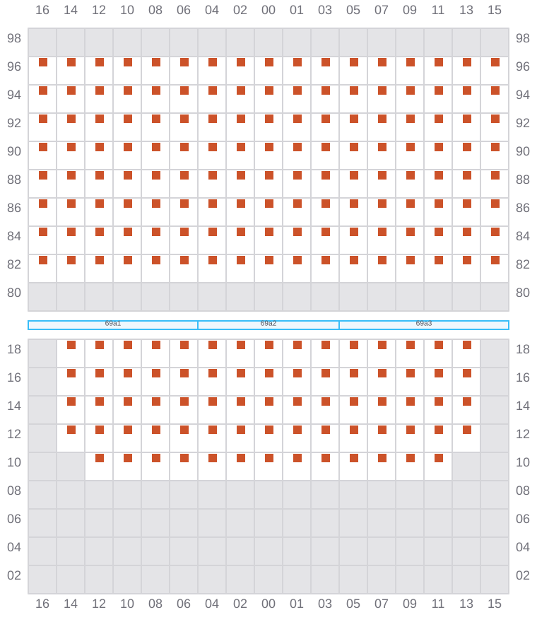 Bay 069 view and slots of MSC MUMBAI VIII