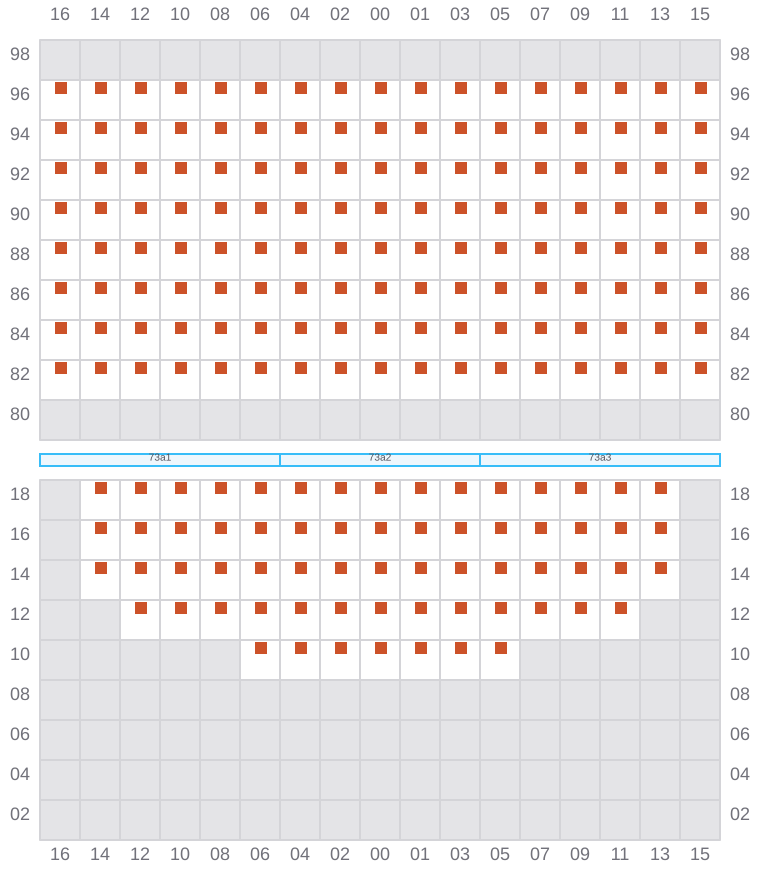 Bay 073 view and slots of MSC MUMBAI VIII