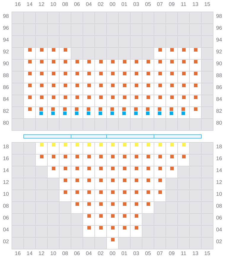 Bay 011 view and slots of CMA CGM SAMSON