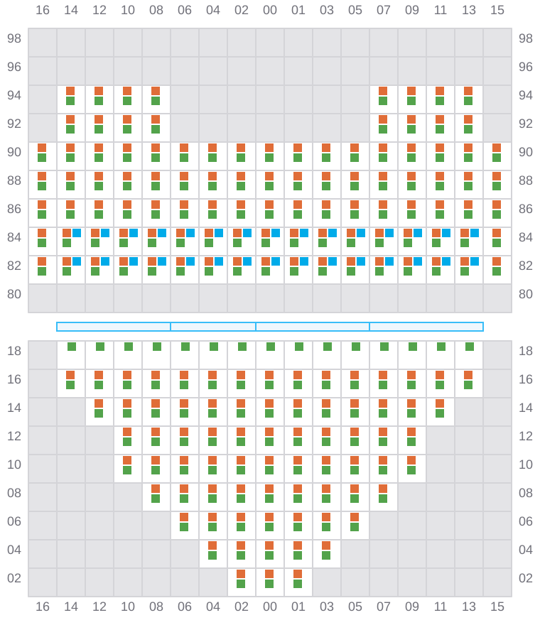 Bay 013 view and slots of CMA CGM SAMSON