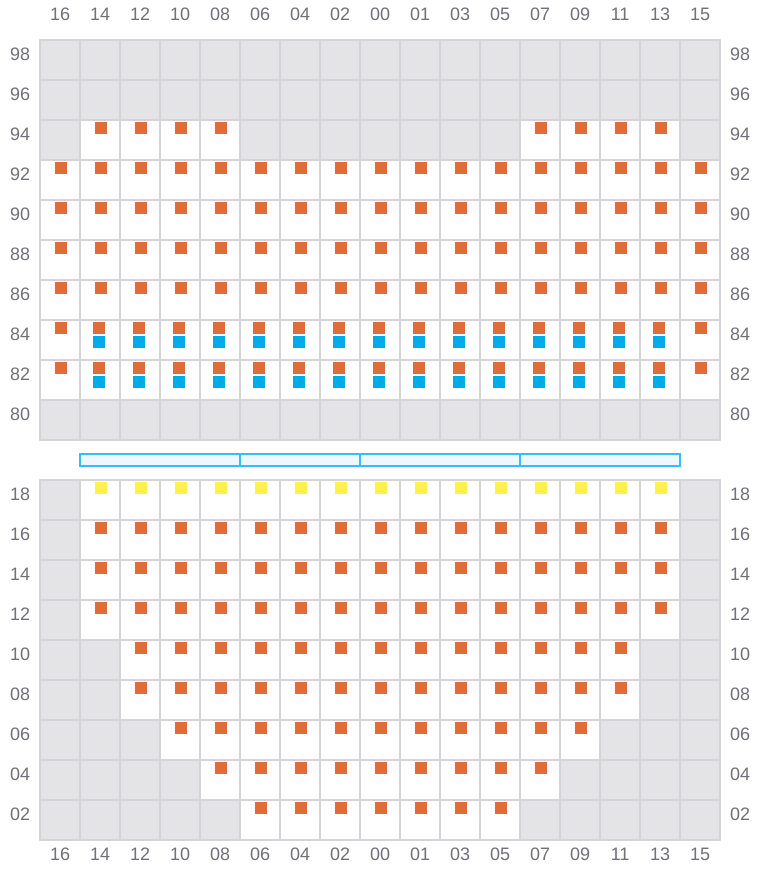 Bay 019 view and slots of CMA CGM SAMSON