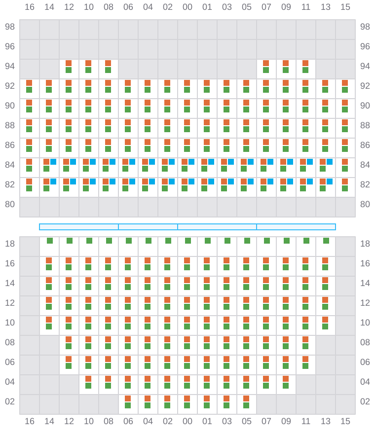 Bay 021 view and slots of CMA CGM SAMSON
