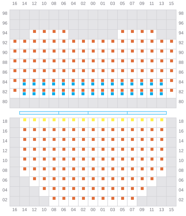 Bay 023 view and slots of CMA CGM SAMSON