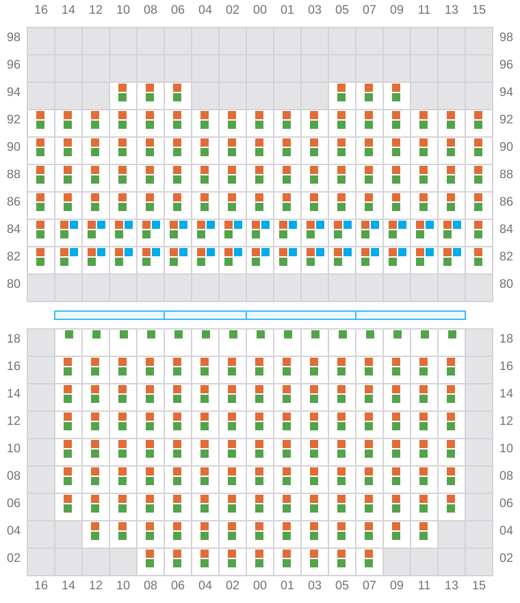 Bay 025 view and slots of CMA CGM SAMSON