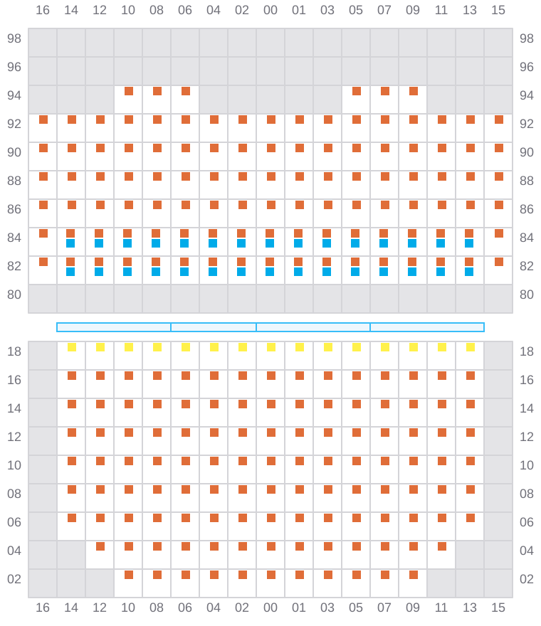 Bay 027 view and slots of CMA CGM SAMSON