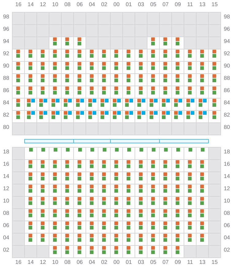 Bay 029 view and slots of CMA CGM SAMSON