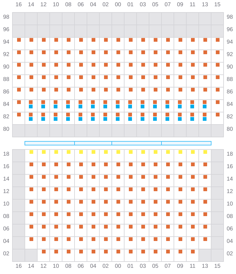 Bay 031 view and slots of CMA CGM SAMSON