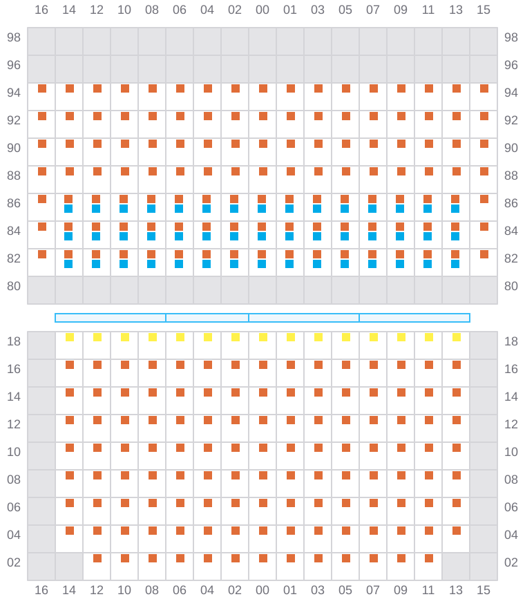 Bay 035 view and slots of CMA CGM SAMSON