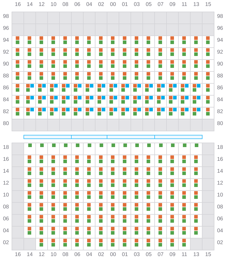 Bay 037 view and slots of CMA CGM SAMSON