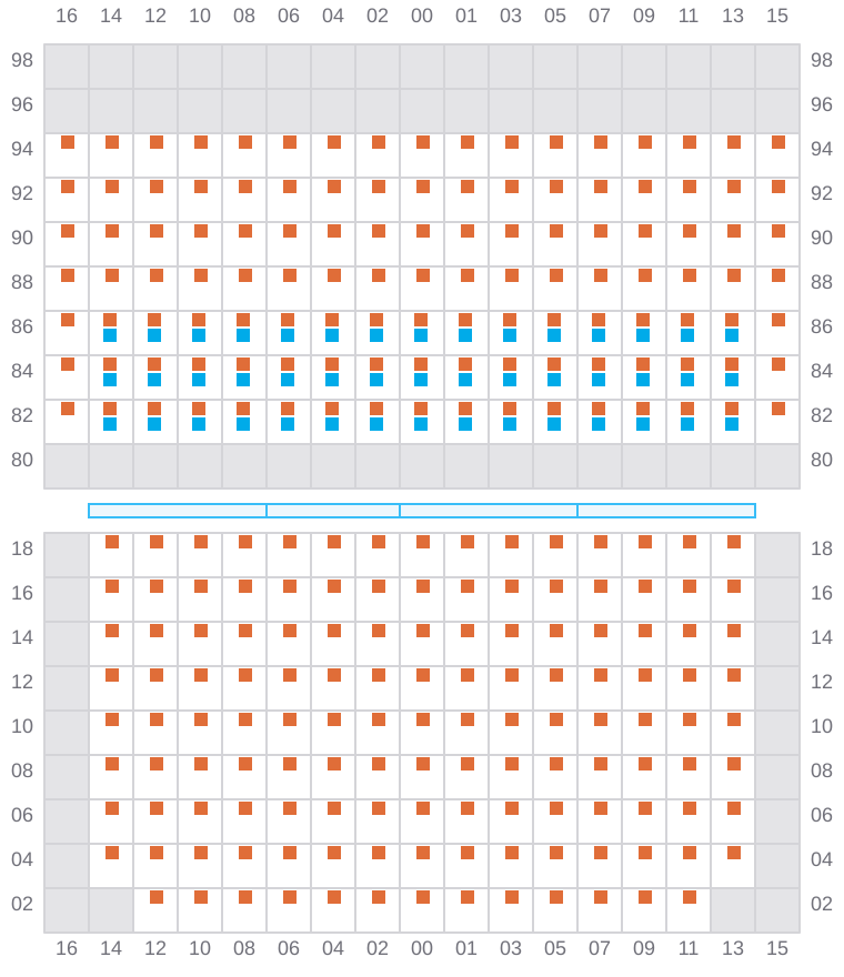 Bay 039 view and slots of CMA CGM SAMSON