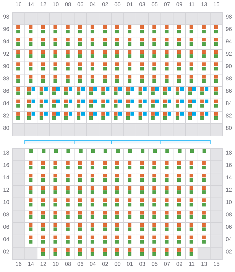 Bay 045 view and slots of CMA CGM SAMSON