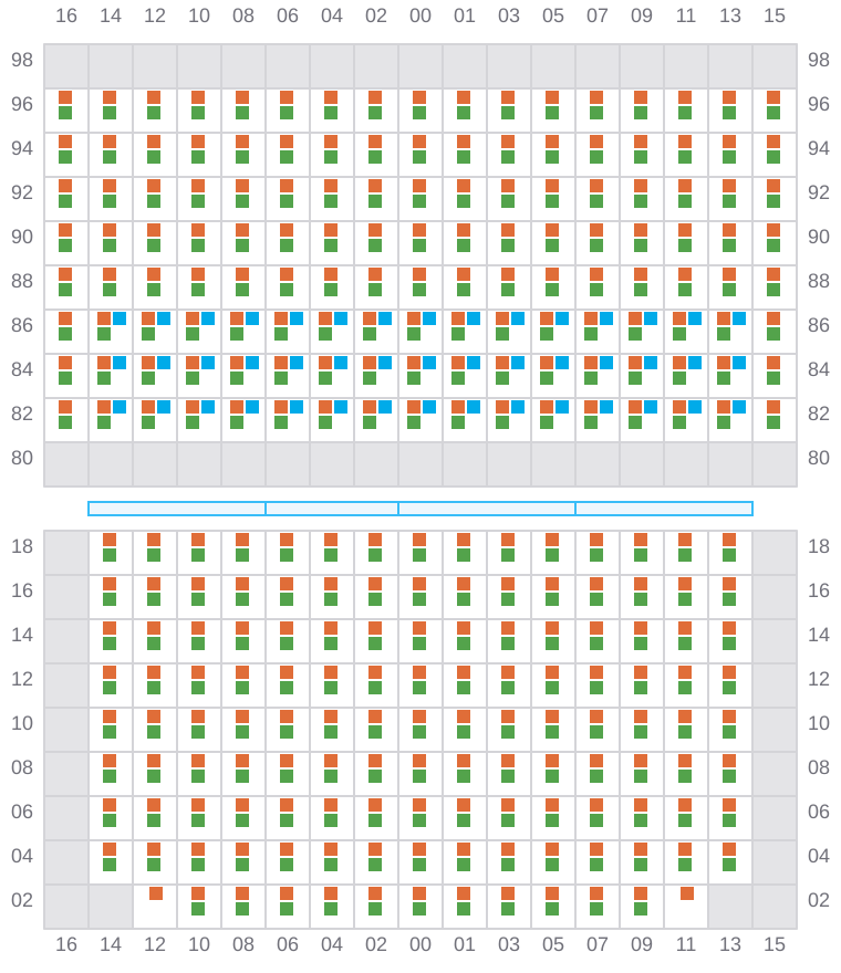Bay 053 view and slots of CMA CGM SAMSON