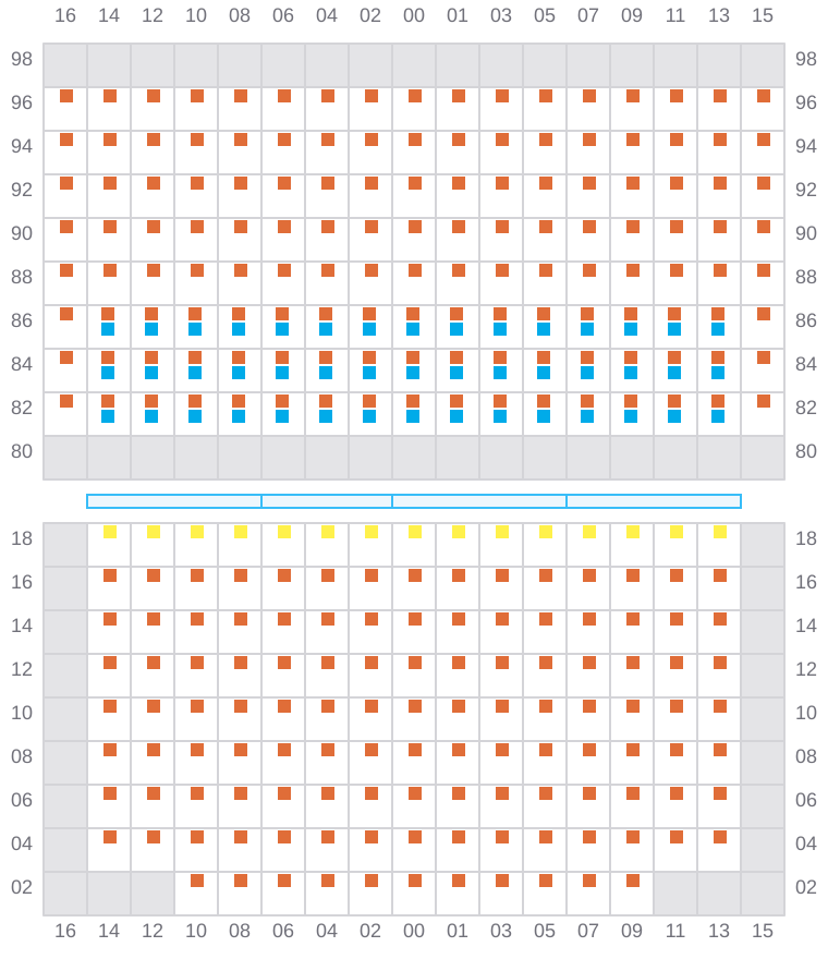 Bay 055 view and slots of CMA CGM SAMSON