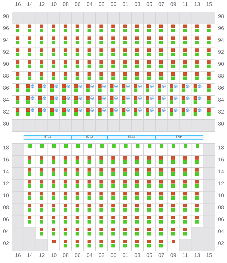 Bay 057 view and slots of CMA CGM SAMSON
