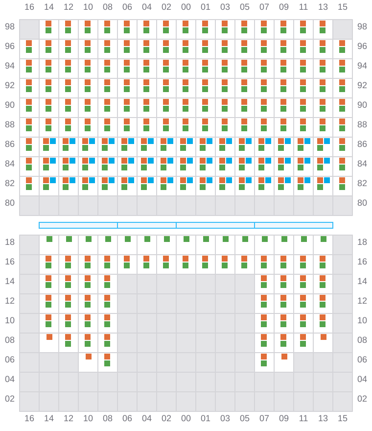 Bay 061 view and slots of CMA CGM SAMSON