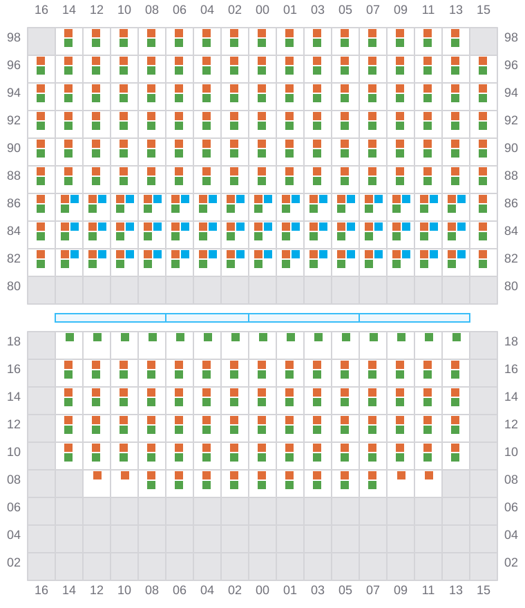 Bay 065 view and slots of CMA CGM SAMSON
