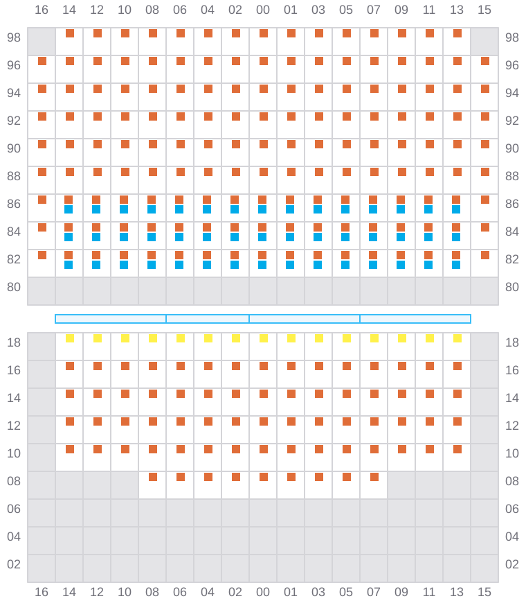 Bay 067 view and slots of CMA CGM SAMSON