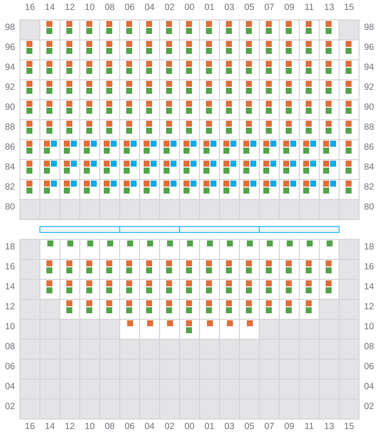 Bay 073 view and slots of CMA CGM SAMSON