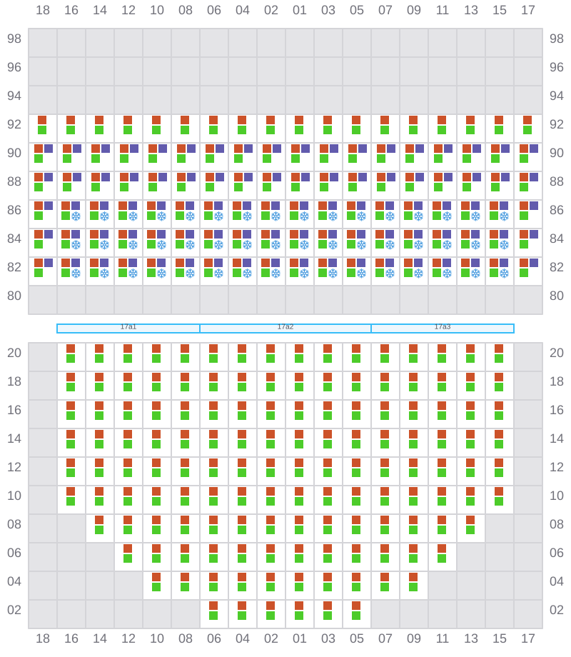Bay 017 view and slots of APL NEW YORK