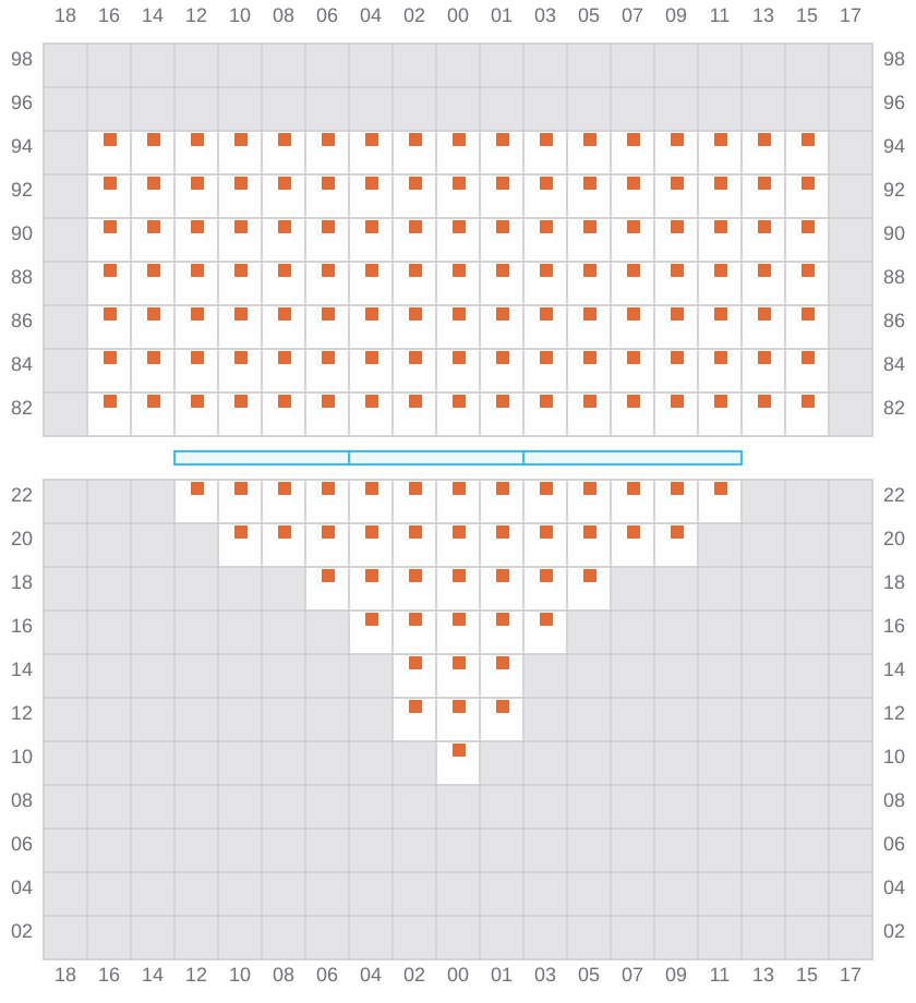 Bay 003 view and slots of ANTWERPEN EXPRESS