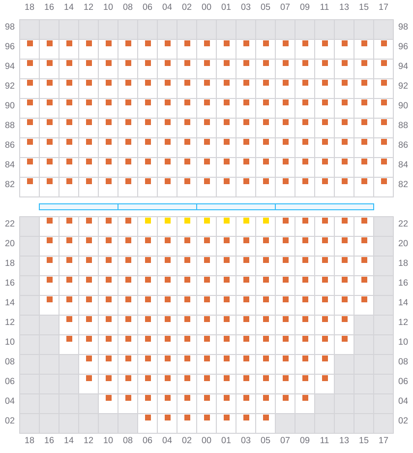 Bay 019 view and slots of ANTWERPEN EXPRESS