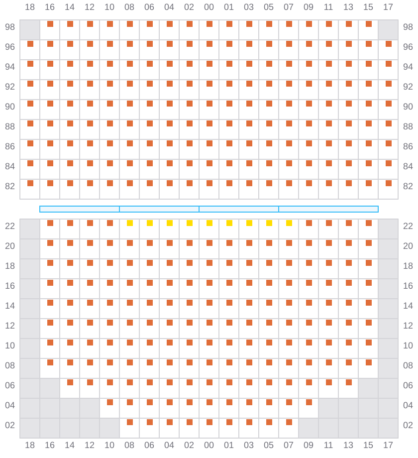Bay 067 view and slots of ANTWERPEN EXPRESS