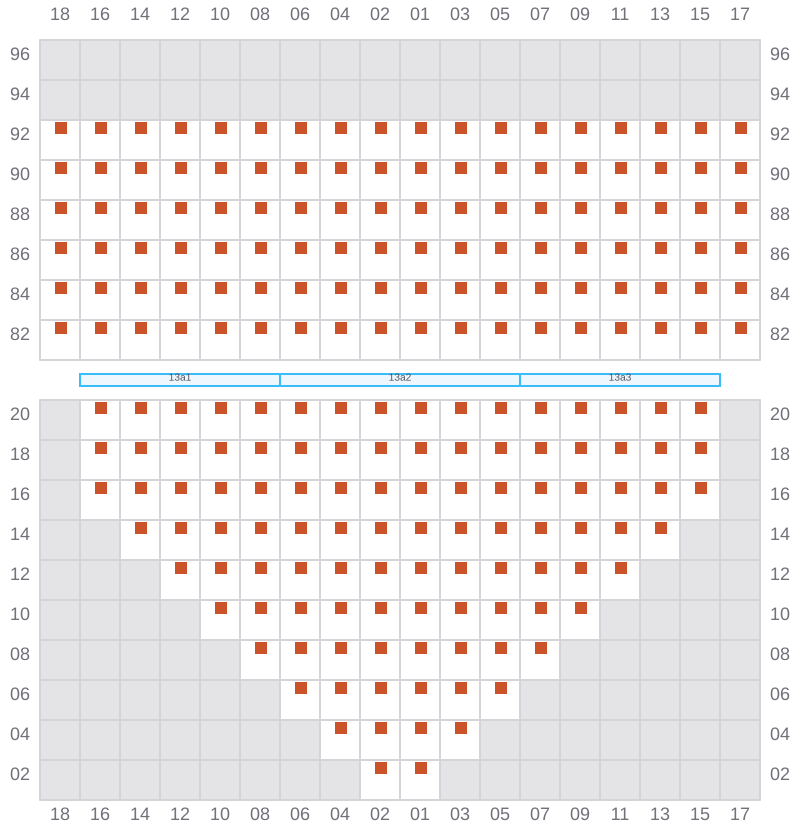 Bay 013 view and slots of ONE ARCADIA