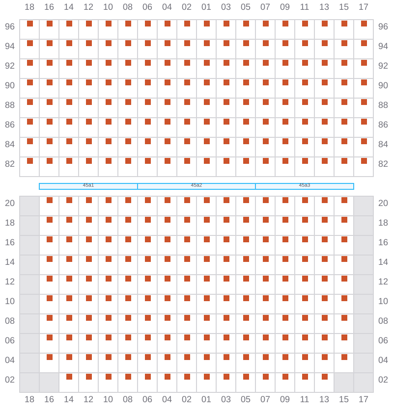 Bay 045 view and slots of ONE ARCADIA