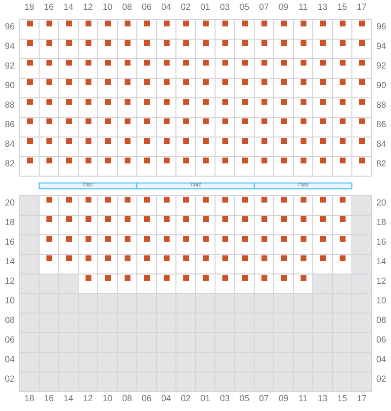 Bay 073 view and slots of ONE ARCADIA
