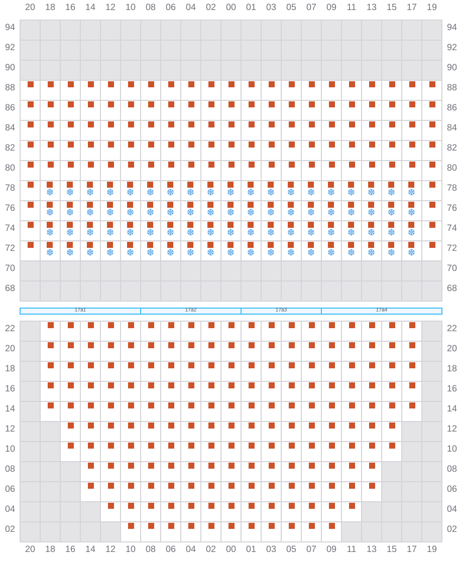 Bay 019 view and slots of CMA CGM BENJAMIN FRANKLIN