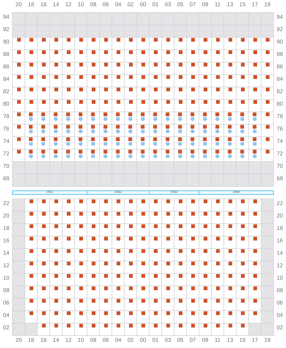 Bay 031 view and slots of CMA CGM BENJAMIN FRANKLIN