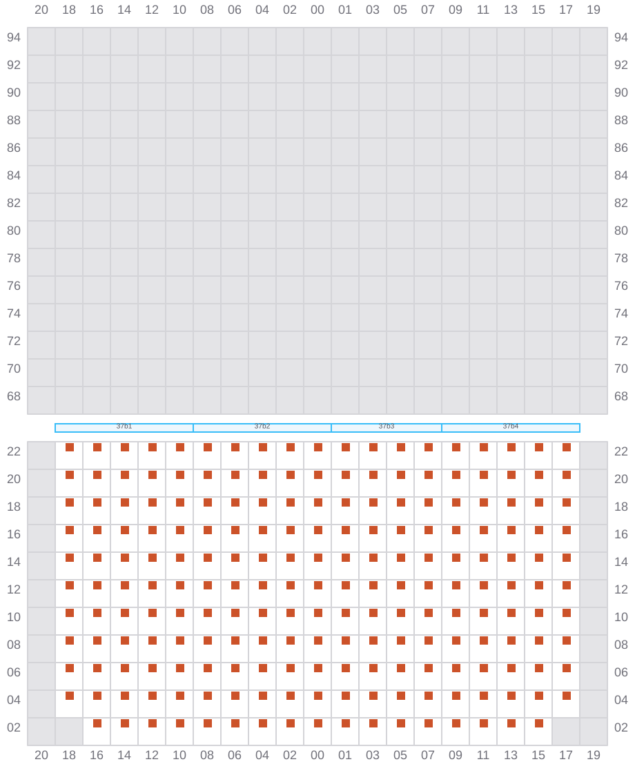 Bay 039 view and slots of CMA CGM BENJAMIN FRANKLIN