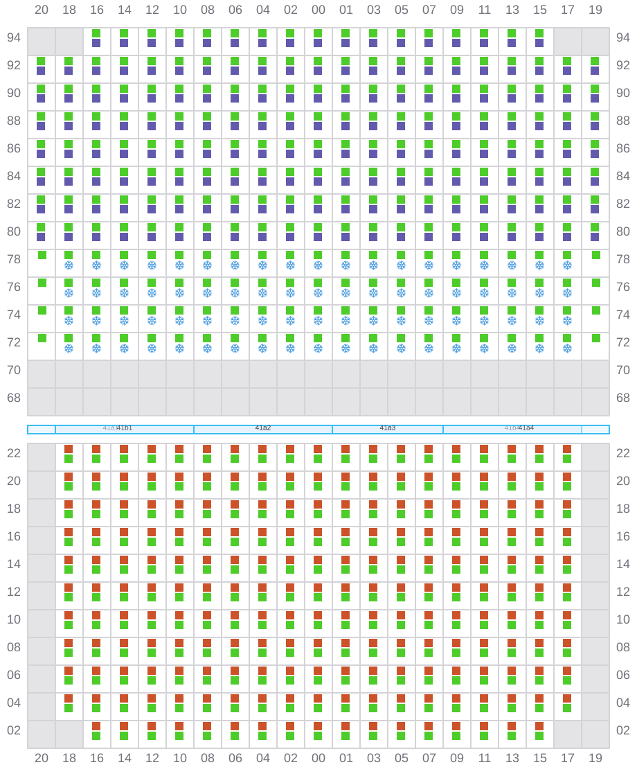 Bay 041 view and slots of CMA CGM BENJAMIN FRANKLIN
