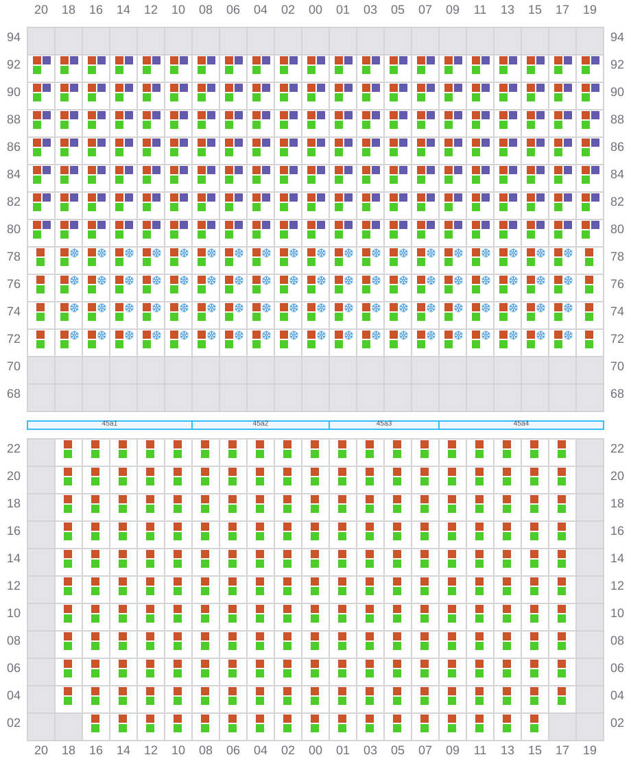 Bay 045 view and slots of CMA CGM BENJAMIN FRANKLIN